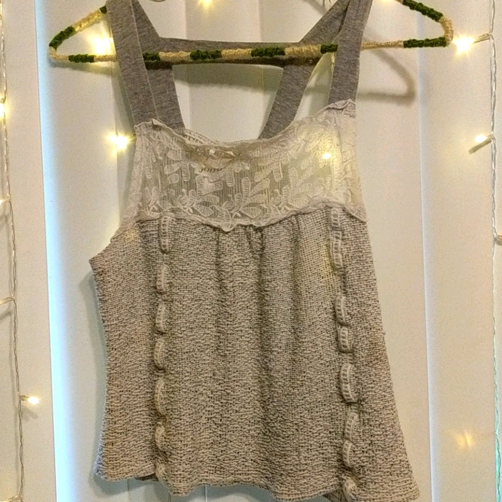 Women's large crop top gray lace tank top